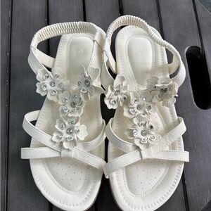 Elegant Floral White Sandals